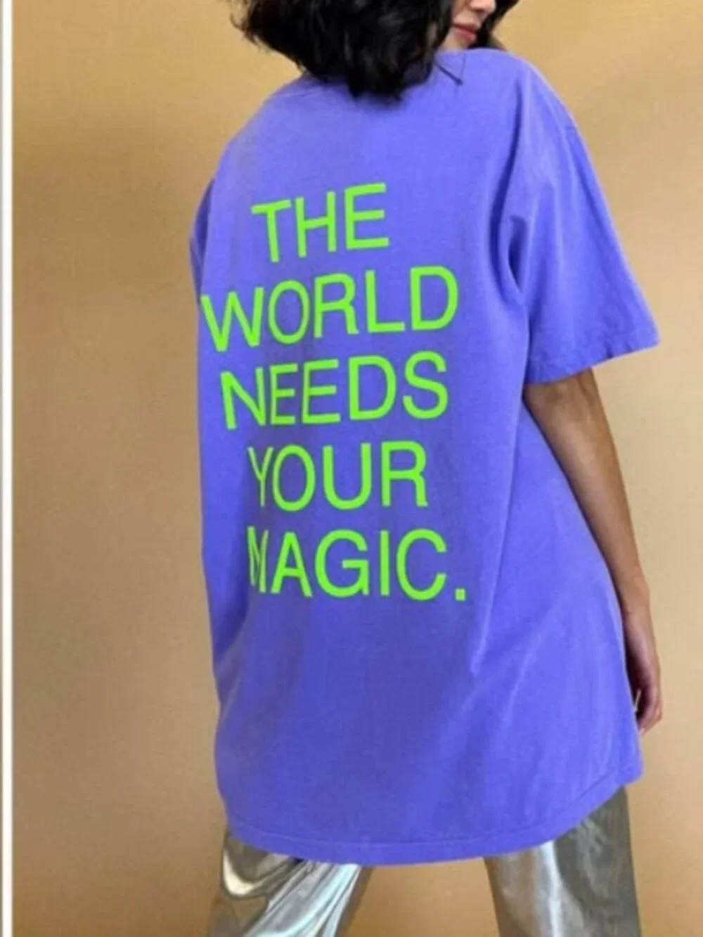 The World Needs Your Magic Tee - Dressed in Lala (Lavendar & Neon Green) - Picture 6 of 6